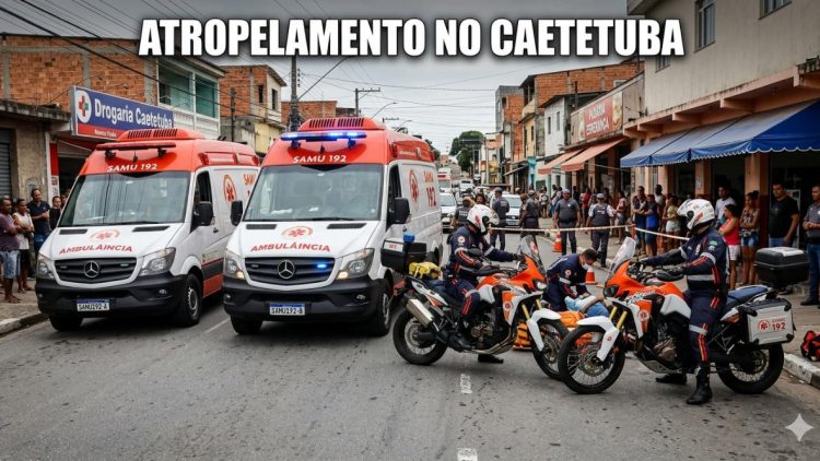 ATROPELAMENTO DEIXA DUAS PESSOAS FERIDAS NO CAETETUBA, EM ATIBAIA