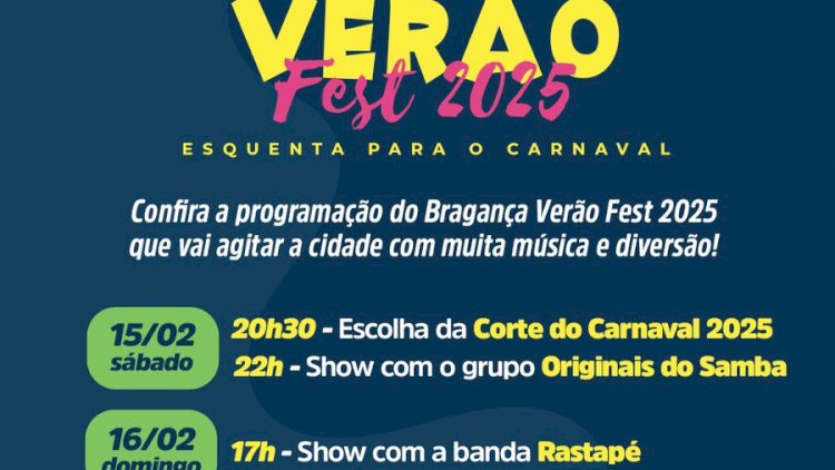 Programação do Bragança Verão Fest 2025