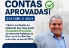 TRIBUNAL DE CONTAS EMITE PARECER FAVORÁVEL ÀS CONTAS DE 2024 DO EX-PREFEITO DE BOM JESUS DOS PERDÕES