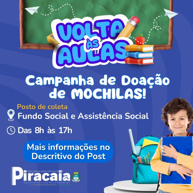 Solidariedade em Ação: Campanha de Doação de Mochilas Escolares em Piracaia
