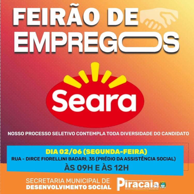 Feirão de Empregos acontece no dia 2 de junho